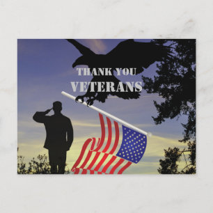 Dank u veteranen Amerikaanse vlag adelaar Briefkaart