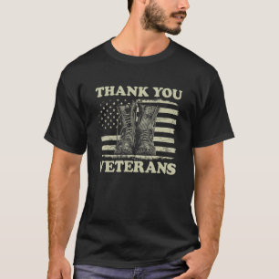 Dank U Veteranen Amerikaanse Vlag Gevechtslaarzen  T-shirt