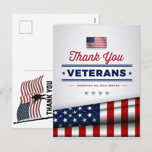 Dank U Veteranen Amerikaanse Vlag Herdenkingsdag Feestdagenkaart