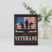Dank U Veteranen Amerikaanse Vlag Memorial Day Feestdagenkaart (Staand voorkant)