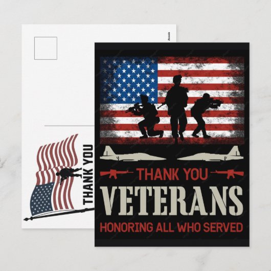 Dank U Veteranen Amerikaanse Vlag Memorial Day Feestdagenkaart (Voorkant / Achterkant)
