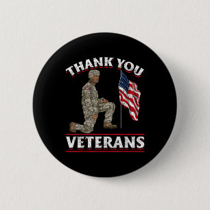 Dank u veteranen Amerikaanse vlag soldaat Memori Ronde Button 5,7 Cm