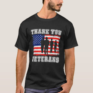 Dank u veteranen Amerikaanse vlag soldaat patriott T-shirt