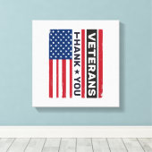 Dank U Veteranen Bedrukte Vlag Vector Design_1 Canvas Afdruk (Insitu (Houten vloer))