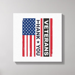 Dank U Veteranen Bedrukte Vlag Vector Design_1 Canvas Afdruk