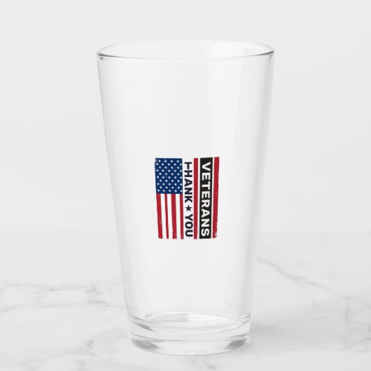 Dank U Veteranen Bedrukte Vlag Vector Design_1 Glas (Voorkant)