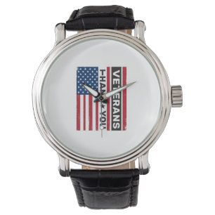 Dank U Veteranen Bedrukte Vlag Vector Design_1 Horloge