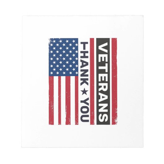 Dank U Veteranen Bedrukte Vlag Vector Design_1 Notitieblok (Voorkant)
