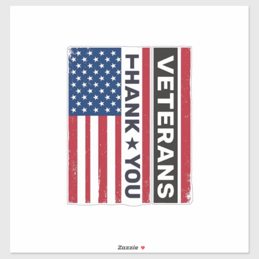 Dank U Veteranen Bedrukte Vlag Vector Design_1 Sticker (Vel)