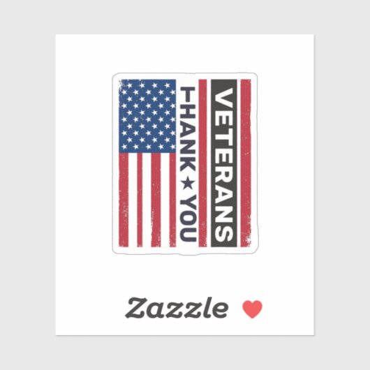 Dank U Veteranen Bedrukte Vlag Vector Design_1 Sticker (Vel)