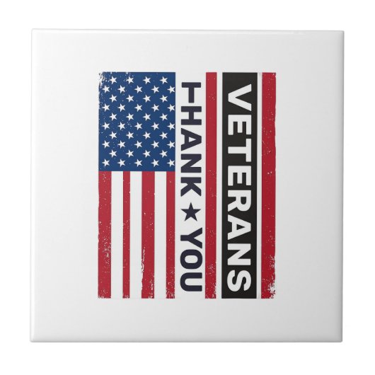 Dank U Veteranen Bedrukte Vlag Vector Design_1 Tegeltje (Voorkant)