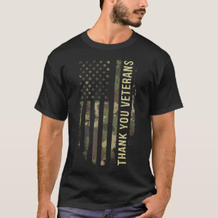 Dank u veteranen camouflage Amerikaanse vlag T-shirt