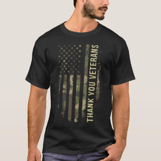 Dank u veteranen camouflage Amerikaanse vlag T-shirt