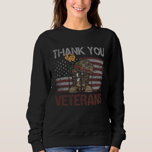 Dank U Veteranen Combatlaarzen Veteranen Dag Ameri Trui (Voorkant)