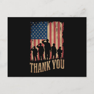 Dank U Veteranen Dag Amerikaanse Vlag Vintage Feestdagenkaart