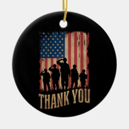 Dank U Veteranen Dag Amerikaanse Vlag Vintage Keramisch Ornament