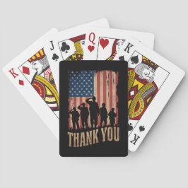 Dank U Veteranen Dag Amerikaanse Vlag Vintage Pokerkaarten