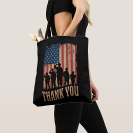 Dank U Veteranen Dag Amerikaanse Vlag Vintage Tote Bag