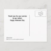 Dank U Veteranen Dag Ansichtkaart Briefkaart (Achterkant)
