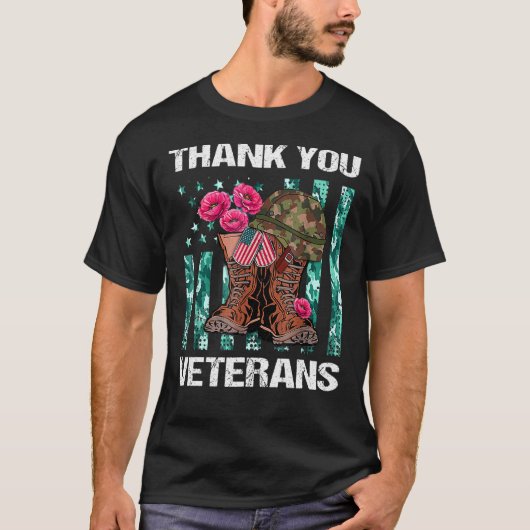 Dank u, veteranen, die Boots-papavervalmeter bestr T-shirt (Voorkant)