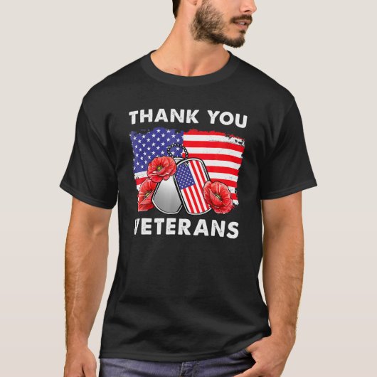 Dank u, veteranen, die Boots-papavervalmeter bestr T-shirt (Voorkant)