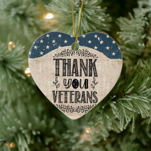 Dank U Veteranen Hart Ornament (Boom)