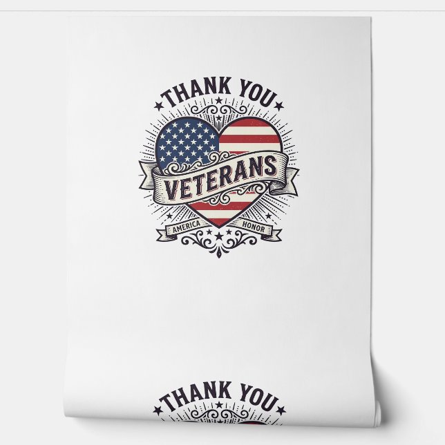 Dank U Veteranen Patriottisch Hart Vector Design_1 Behang (Afrollen)