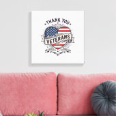 Dank U Veteranen Patriottisch Hart Vector Design_1 Canvas Afdruk (Insitu (Woonkamer))