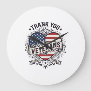 Dank U Veteranen Patriottisch Hart Vector Design_1 Grote Klok