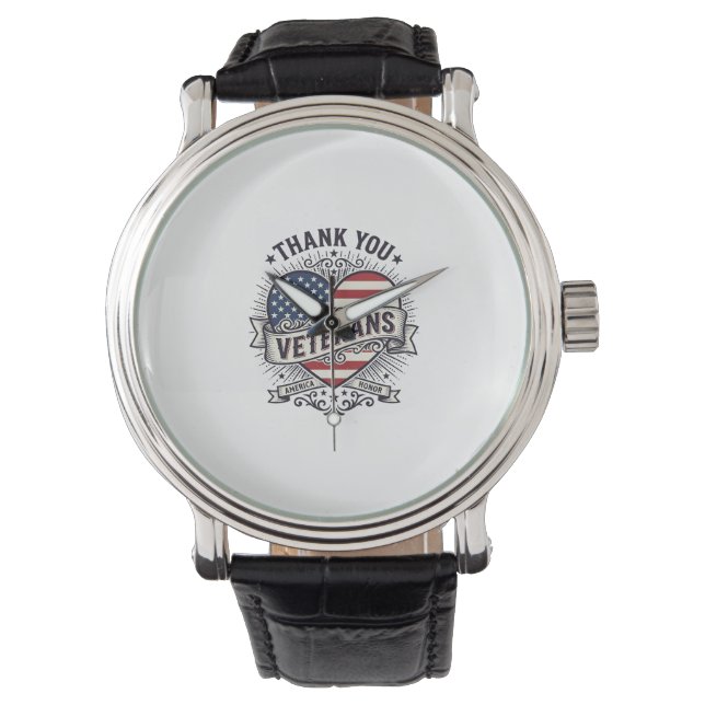 Dank U Veteranen Patriottisch Hart Vector Design_1 Horloge (Voorkant)
