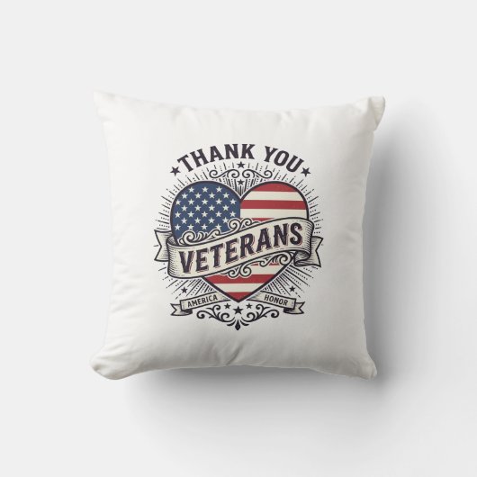 Dank U Veteranen Patriottisch Hart Vector Design_1 Kussen (Voorkant)