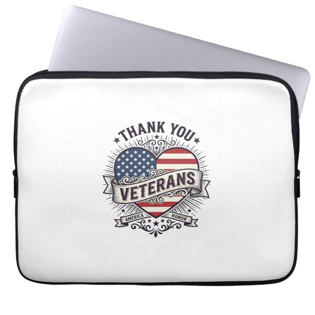 Dank U Veteranen Patriottisch Hart Vector Design_1 Laptop Sleeve (Voorkant)