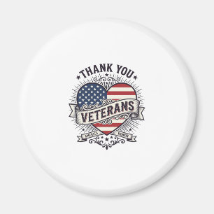 Dank U Veteranen Patriottisch Hart Vector Design_1 Magneet