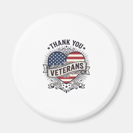 Dank U Veteranen Patriottisch Hart Vector Design_1 Magneet (Voorkant)