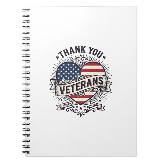Dank U Veteranen Patriottisch Hart Vector Design_1 Notitieboek (Voorkant)