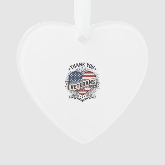 Dank U Veteranen Patriottisch Hart Vector Design_1 Ornament (voorkant)