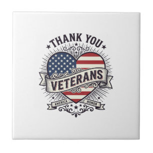 Dank U Veteranen Patriottisch Hart Vector Design_1 Tegeltje