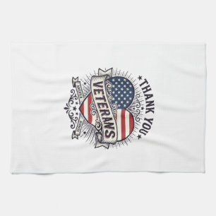 Dank U Veteranen Patriottisch Hart Vector Design_1 Theedoek