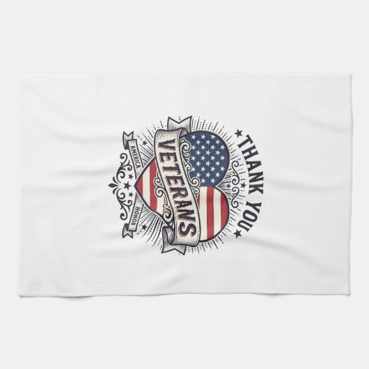 Dank U Veteranen Patriottisch Hart Vector Design_1 Theedoek (Horizontaal)