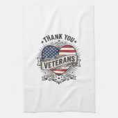Dank U Veteranen Patriottisch Hart Vector Design_1 Theedoek (Verticaal)