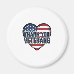 Dank U Veteranen Patriottisch Hart Vintage Ontwerp Magneet