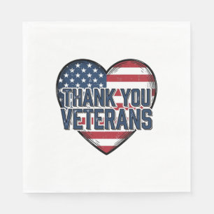 Dank U Veteranen Patriottisch Hart Vintage Ontwerp Servet