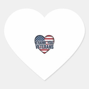 Dank U Veteranen Patriottisch Hart Vintage Ontwerp Sticker