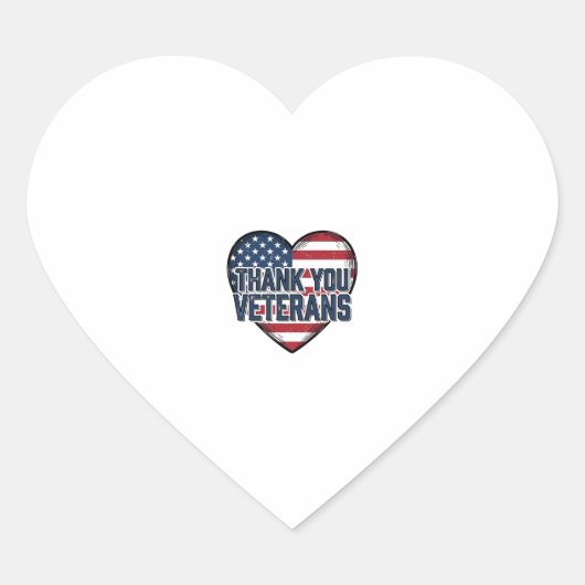 Dank U Veteranen Patriottisch Hart Vintage Ontwerp Sticker (Voorkant)