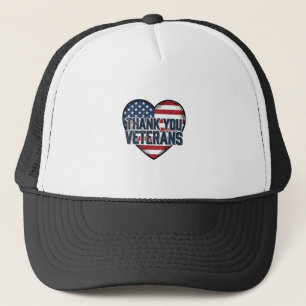 Dank U Veteranen Patriottisch Hart Vintage Ontwerp Trucker Pet