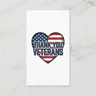 Dank U Veteranen Patriottisch Hart Vintage Ontwerp Visitekaartje