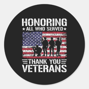 Dank U Veteranen Patriottisch Militaire Dienst Cad Ronde Sticker