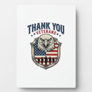 Dank U Veteranen Patriottische Adelaar Schild Shir Fotoplaat