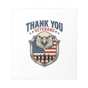 Dank U Veteranen Patriottische Adelaar Schild Shir Notitieblok