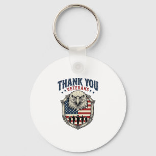 Dank U Veteranen Patriottische Adelaar Schild Shir Sleutelhanger